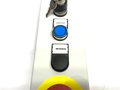 None | Operator Pushbutton Enclosure Control Assembly, Enable, Disable, E-Stop, Key - Used
