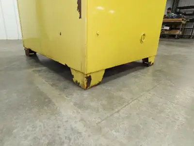 Jamco FM90 Safety Flammable Cabinet 60 Gallon Double Shelf Yellow Rusted Base