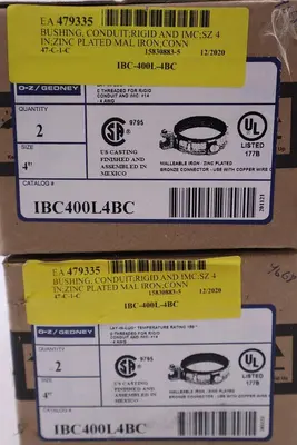 O-Z GEDNY IBC-400L-4BC THREADED CONDUIT GROUNDING BUSHING STOCK #321-A