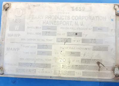 PERRY PRODUCTS COMPANY 18-471 FTSX Shell and Tube Heat Exchanger HEAT EXCHANGERS | EcReCon Inc (5)