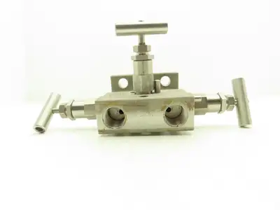 Swagelok SS-V3NBF8-FL-G Stainless 3-Valve Instrument Manifold 1/2" NPT Ball Tip