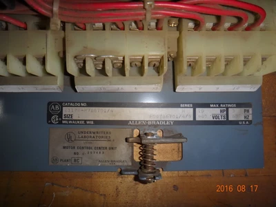 Allen Bradley Centerline 2100 size 1 Motor Control Center Bucket