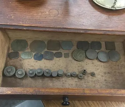 2524-385 Antique Brass Analytical Apothecary Jewelry, Coin, Balance Beam Scale Circa 1800’s