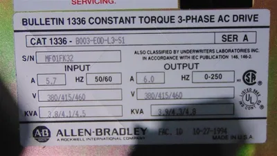 3 HP Allen Bradley 1336-B003E-EADP-EPA-PRP2 Enclosed Variable Frequency Drive New