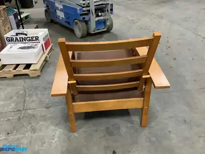 European style wood chair with adjustable back and cushions