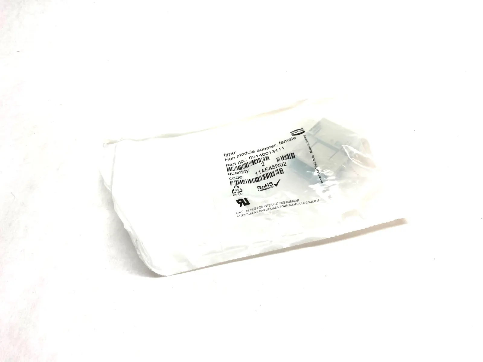 NEW HARTING HAN GIGABIT CAT 7A MODULE ADAPTER FEMALE