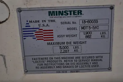 USED MINSTER MDT5-54C