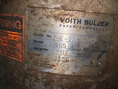 Voith Sulzer VS05 Pressure Screen, Stainless