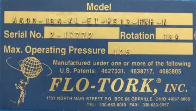 NEW FLO-TORK A500-184-AL-ET-MS13-RKH-N ACTUATOR A500184ALETMS13RKHN