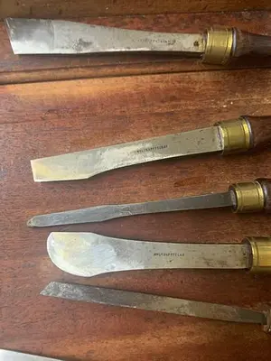 5985-385 Antique Holtzapffel & Co Ornamental Lathe 75 Turning Tools Chisel Set, London