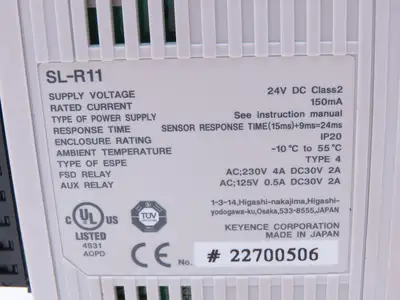 Keyence SL-R11 Safety Relay Control Unit 24VDC Din Rail Mount