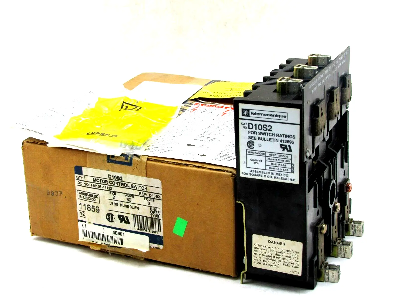 NEW TELEMECANIQUE D10S2 MOTOR CONTROL SWITCH SIZE2 60AMPS 3POLES