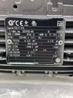 New | in-Stock NORD NORD SK63L/4CUS 0.25HP, 1SM1D31AFB-63L/4 CUS Misc Electrical & Power Parts | ND Industrial Surplus #1214704