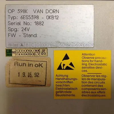 USED VAN DORN 6ES5398-0KB12