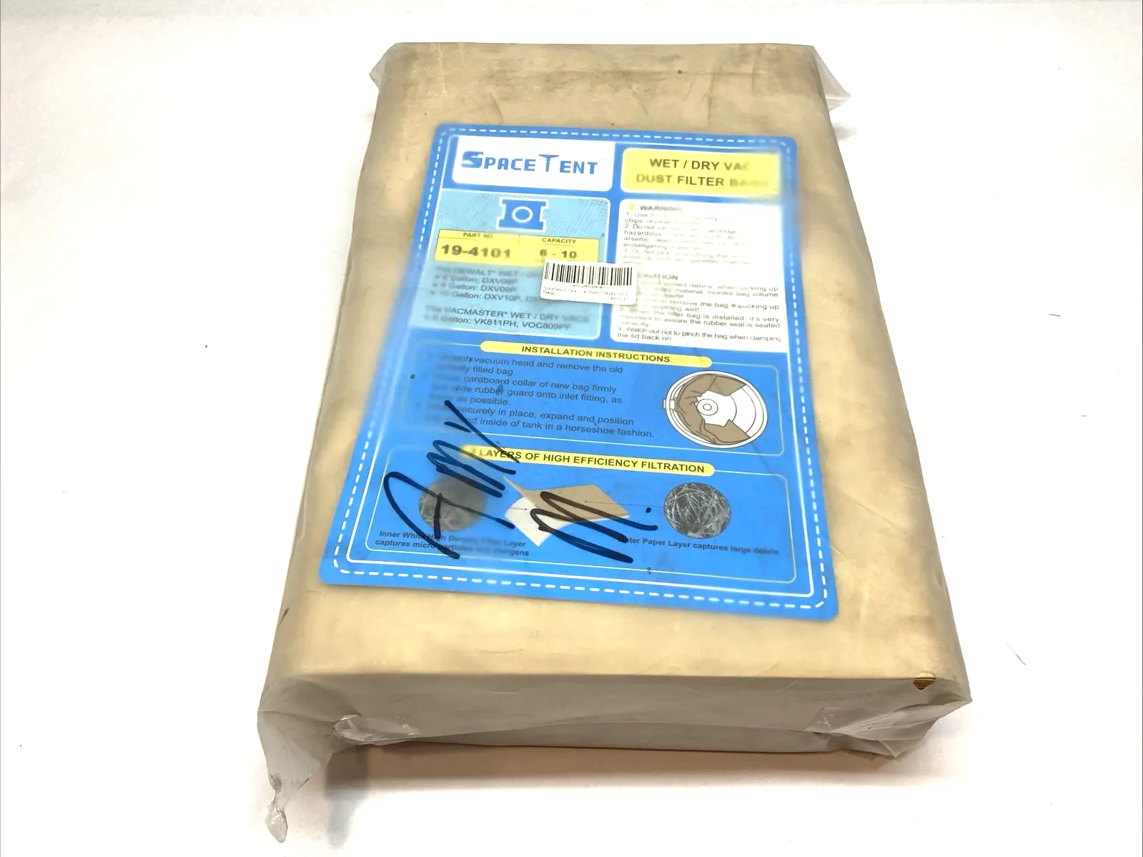 NEW SPACETENT DISPOSABLE DUST FILTER BAGS 6-10 GAL VAC LOT OF 15