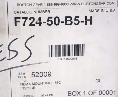 NEW BOSTON GEAR F724-50-B5-H RIGHT ANGLE WORM GEAR F72450B5H