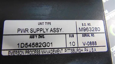 Emerson 1D54582G01 Power Supply Assembly Sub 10 Used