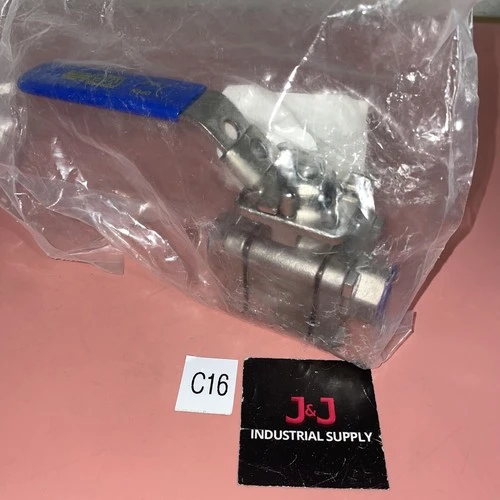 Midwest Control CF8M SS Ball Valve,FPT 1/2" SS 3pc W/Locking Handle New Sealed