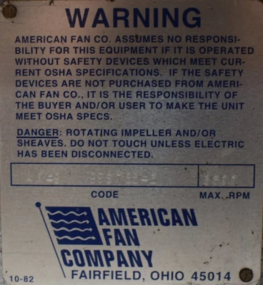 Used _UNKNOWN_ _UNKNOWN_ Centrifugal Fans West Virginia US | Cooper Industries #1408983