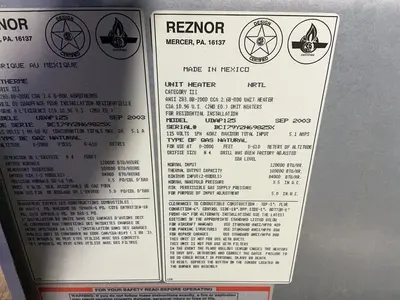 Used REZNOR UDAP125 Miscellaneous MRO Ohio US | HGR 24 #1309240