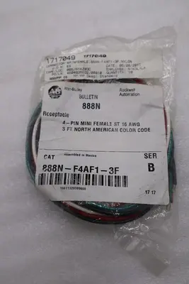 NEW AB Allen Bradley 888N-F4AF1-3F Receptacle 888NF4AF13F CABLE STOCK H1112