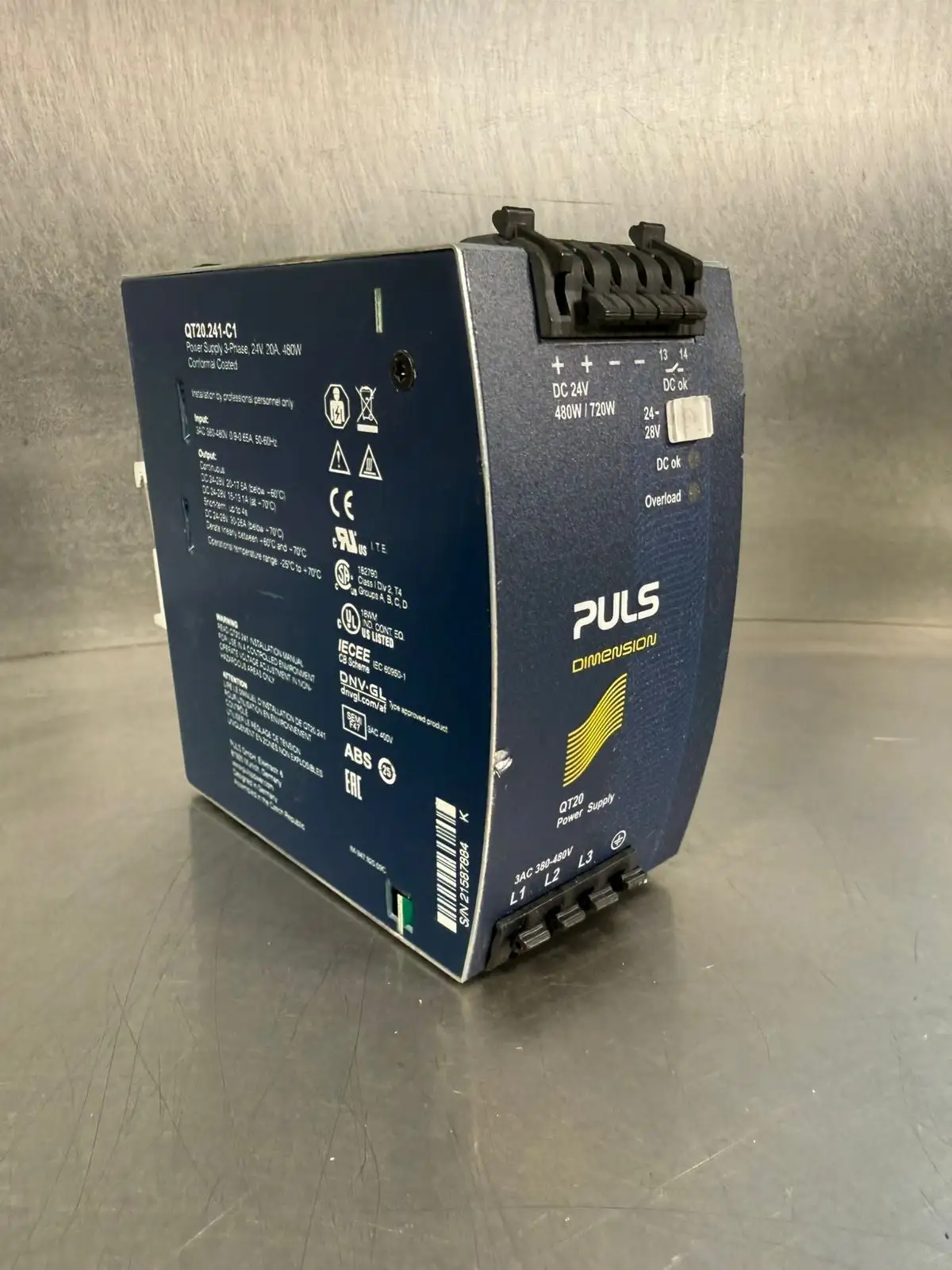 Puls Qt20.241-C1 Power Supply 3-Ph 24V 20A-480W Conformal Coated (4.2.3)