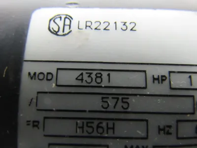 EMERSON 4381 1HP 575V 3Ph 60Hz 1725 RPM AC Motor Tested