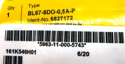 NEW TURCK BL67-8DO-0.5A-P I/O MODULE 6827172 BL678DO05AP