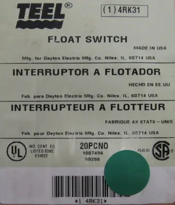 NEW TEEL 4RK31 FLOAT SWITCH