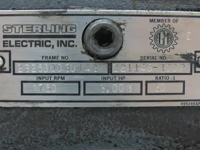 Sterling Electric 2325BQ030143 Worm Gearbox 30:1 Reducer 3Hp 58rpm 140TC RH