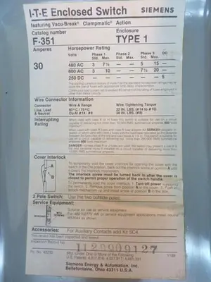USED SIEMENS F351