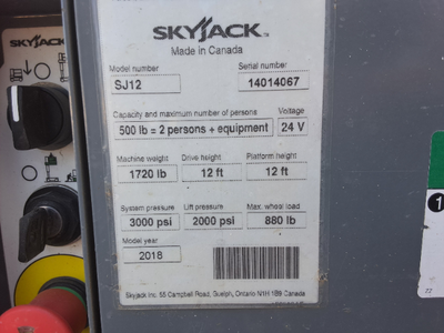 Used 2018 SKYJACK SJ12 Vertical Mast Lifts Texas US | Stack Equipment #1502698