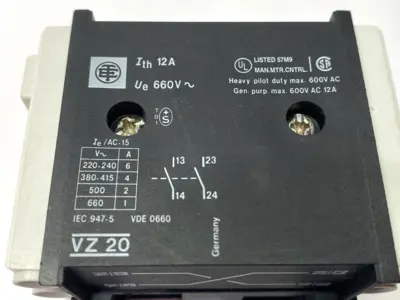 Used Telemecanique Switch Body 3-Pole 25A w/ VZ20 Auxiliary Contact Block Switch Parts Michigan US | Maverick Industrial Sales #1397996
