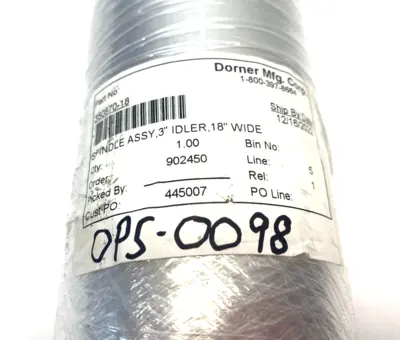New | in-Stock Dorner Spindle Assembly, 3" Idler, 18" Wide Conveyor Parts Michigan US | Maverick Industrial Sales #1400539