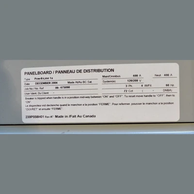 Cutler Hammer 400 Amp Distribution Panel