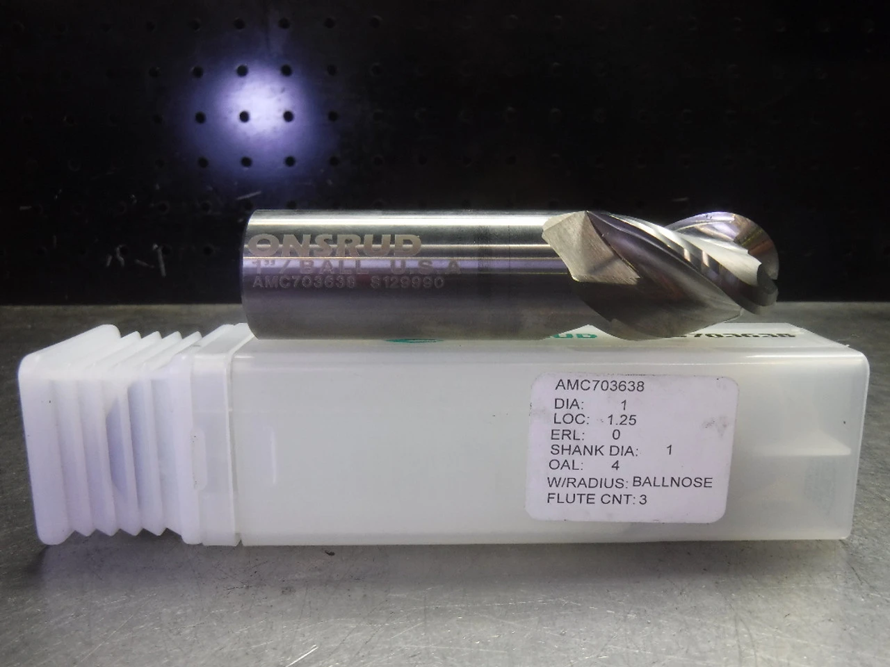 LMT Onsrud 1" Solid Carbide Ball Nose Endmill 3 Flute AMC703638 (LOC1327B)