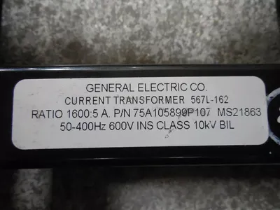 General Electric 567L-162 Current Transformer 1600:5 Ratio 75A105899P107 Used