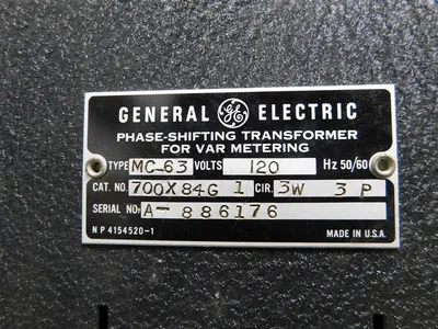 General Electric 700X84G1 Phase-Shifting Transformer for Var Metering MC-63 Used