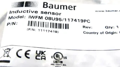 NEW BAUMER IWFM 08U95/117419PC INDUCTIVE SENSOR IWFM08U95