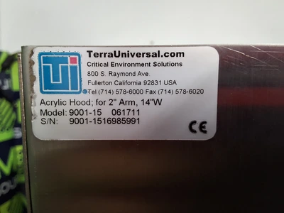 TERRA UNIVERSAL 9001-15 061711 FUME HOOD WITH ALSIDENT SYSTEM FUME EXTRACTION ARM