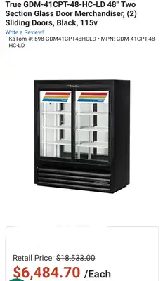 True GDM-41CPT-48-HC-LD Two Section Glass Door Merchandiser PASS THROUGH (NEW)