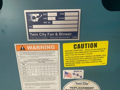 Twin City Fan & Blower size 245 Type BCS/SW Blower,Unused