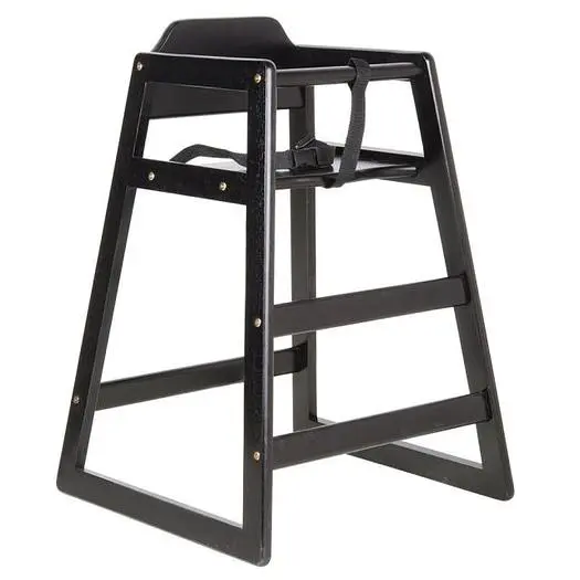Black Stacking Restaurant Wood High Chair