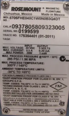 NEW ROSEMOUNT 8705FHE040C1W0N0B3Q4 MAGNETIC FLOWMETER SENSOR
