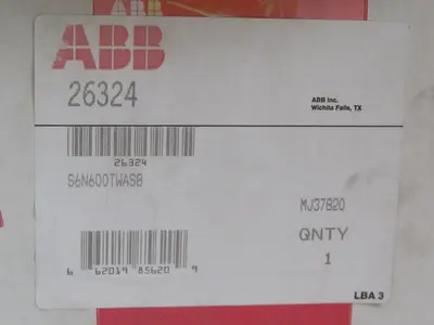 New | in-Stock ABB S6N600TWAS8 26324 Circuit Breakers Texas US | Aucto #1308402