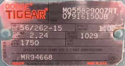 NEW DODGE MR94668 GEAR REDUCER 56/262-15