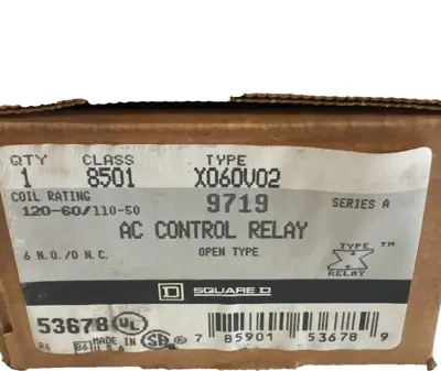 NEW SQUARE D 8501-X060V02 AC CONTROL RELAY SER. A 8501X060V02