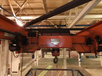 Cleveland Tramrail 11 Ton Double Girder Underhung Bridge Crane 34' 10" Span