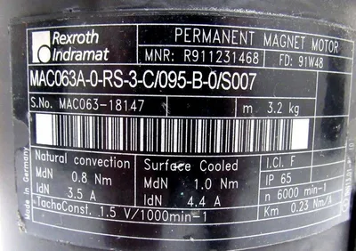 NEW REXROTH MAC063A-0-RS-3-C/095-B-0/S007 SERVO MOTOR R911231468