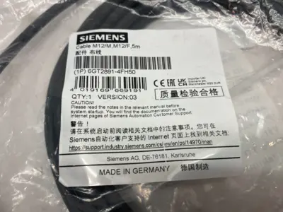 NEW SIEMENS SIMATIC RF MV PLUG-IN CABLE M12/M TO M12/F, 5M LENGTH